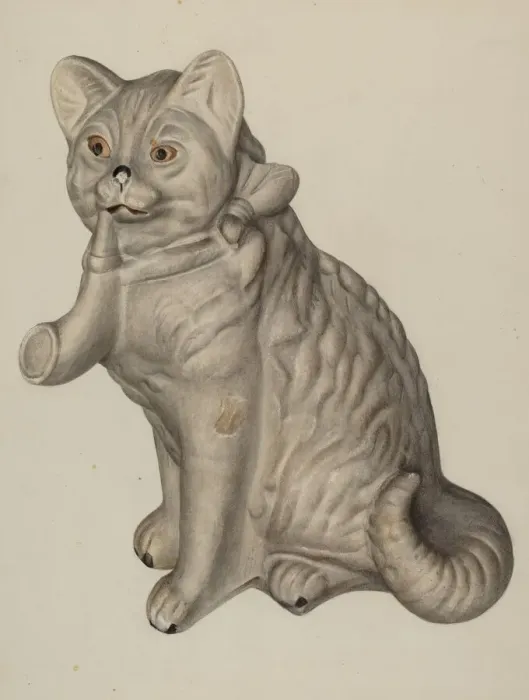 Framed Print : Cat Saving Bank, c. 1940. Creator: Mina Lowry Framed Print : Cat Saving Bank, c. 1940. Creator: Mina Lowry