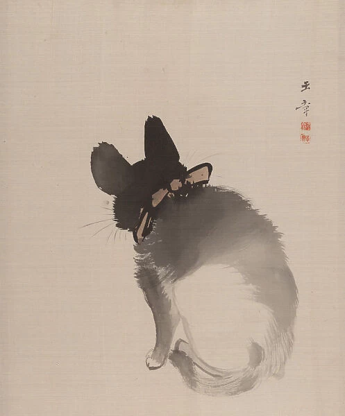 Cat Seen from Behind, 1868. Creator: Gyokusho Kawabata