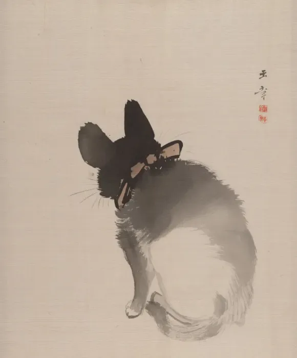 Framed Print : Cat Seen from Behind, 1868. Creator: Gyokusho Kawabata Framed Print : Cat Seen from Behind, 1868. Creator: Gyokusho Kawabata