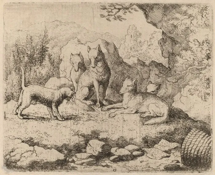 Framed Print : The Cat Sent as Messenger, probably c. 1645 / 1656. Creator: Allart van Everdingen Framed Print : The Cat Sent as Messenger, probably c. 1645 / 1656. Creator: Allart van Everdingen