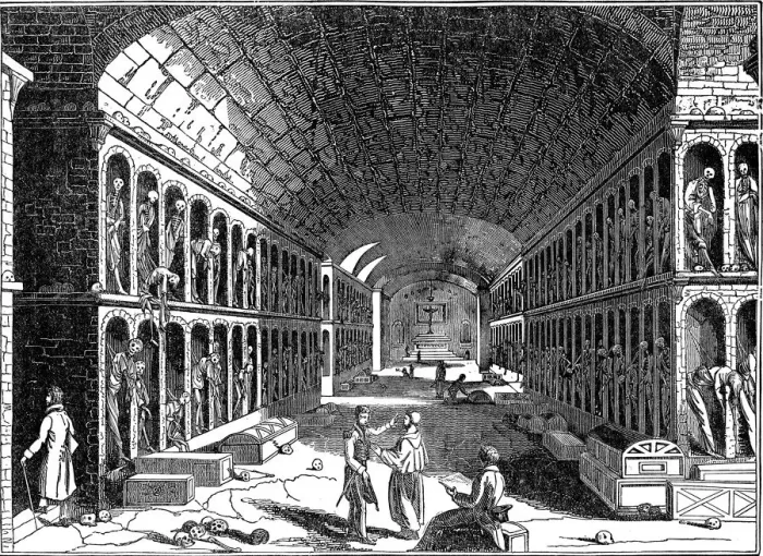 Framed Print : Catacomb of the Capuchin (Franciscan) convent, Palermo, Sicily, 1833 Framed Print : Catacomb of the Capuchin (Franciscan) convent, Palermo, Sicily, 1833