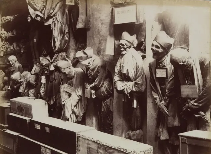 Framed Print : Catacombs, Convento dei Cappucini, Palermo, ca. 1895. Creator: Eugenio Interguglielmi Framed Print : Catacombs, Convento dei Cappucini, Palermo, ca. 1895. Creator: Eugenio Interguglielmi