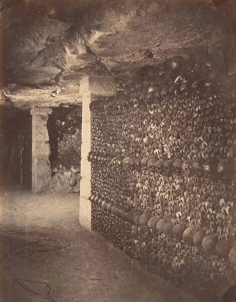 Catacombs, Paris, April 1862. Creator: Nadar