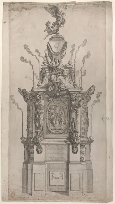Framed Print : Catafalque, 1626-80. Creator: Giovanni Francesco Grimaldi Framed Print : Catafalque, 1626-80. Creator: Giovanni Francesco Grimaldi