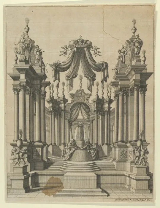 Framed Print : Catafalque, 18th century. Creator: Jeremias Gottlob Rugendas Framed Print : Catafalque, 18th century. Creator: Jeremias Gottlob Rugendas