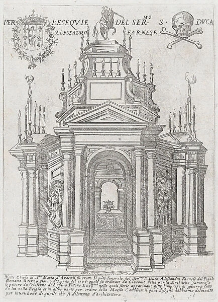 Catafalque for Duke Alessandro Farnese, 1593. Creators: Giovanni Maggi, Giuseppe Cesari