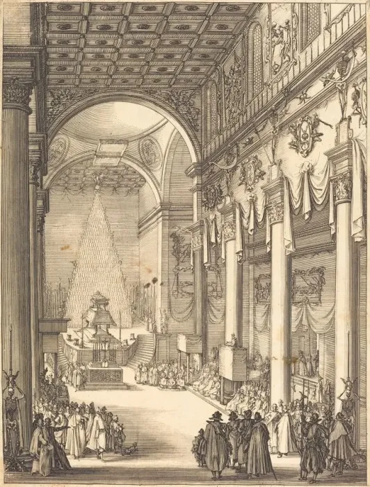 Framed Print : The Catafalque of the Emperor Mathias, 1619. Creator: Jacques Callot Framed Print : The Catafalque of the Emperor Mathias, 1619. Creator: Jacques Callot