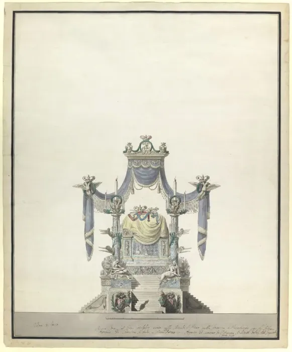 Framed Print : Catafalque for the Empress Catherine the Great (1729-1796), 1796. Artist: Brenna, Vincenzo (1745-1820) Framed Print : Catafalque for the Empress Catherine the Great (1729-1796), 1796. Artist: Brenna, Vincenzo (1745-1820)