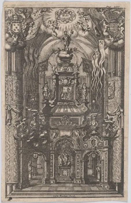 Framed Print : Catafalque for Ferdinand, from an unidentified book, ca. 1660-95 Framed Print : Catafalque for Ferdinand, from an unidentified book, ca. 1660-95