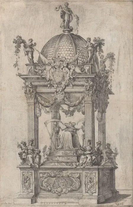 Framed Print : The Catafalque of Philip IV of Spain, ca. 1665. Creators: Stefano Camogli Framed Print : The Catafalque of Philip IV of Spain, ca. 1665. Creators: Stefano Camogli