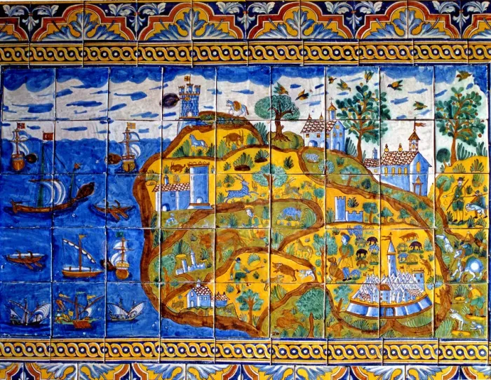Framed Print : Catalan ceramic ceiling roof representing the Island of Mallorca Framed Print : Catalan ceramic ceiling roof representing the Island of Mallorca