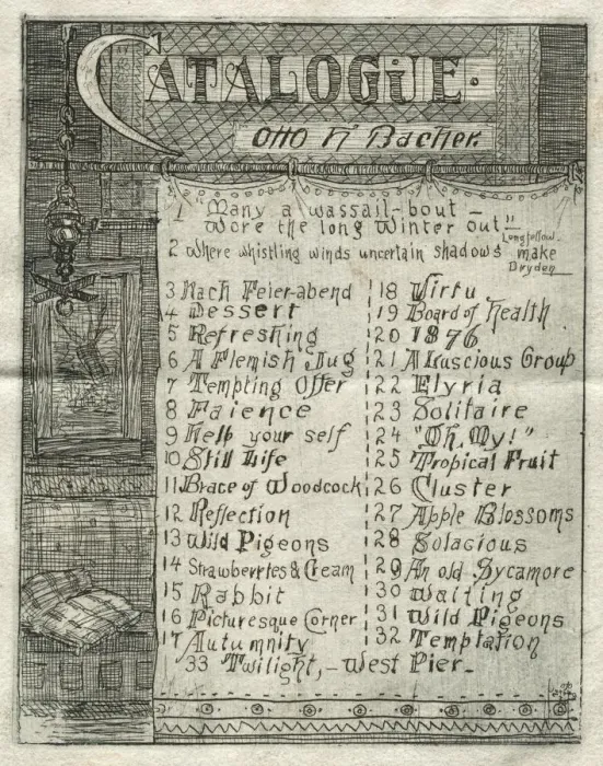 Framed Print : Catalogue, 1878. Creator: Otto H. Bacher (American, 1856-1909) Framed Print : Catalogue, 1878. Creator: Otto H. Bacher (American, 1856-1909)
