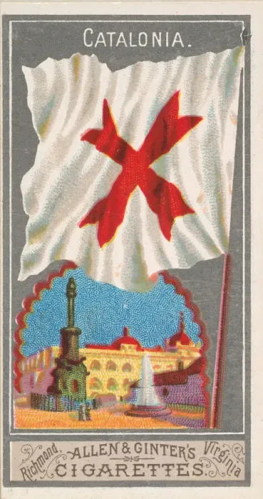 Framed Print : Catalonia, from the City Flags series (N6) for Allen & Ginter Cigarettes Brands, 1887 Framed Print : Catalonia, from the City Flags series (N6) for Allen & Ginter Cigarettes Brands, 1887
