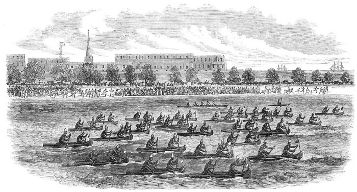 Framed Print : Catamaran race at Madras, 1868. Creator: Unknown Framed Print : Catamaran race at Madras, 1868. Creator: Unknown