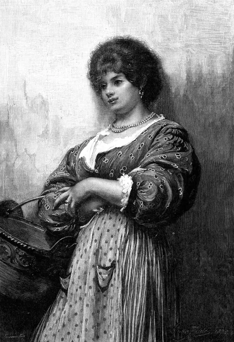 Framed Print : Catarina, drawn by Luke Fildes, A.R.A. 1880. Creator: Pannemaker Framed Print : Catarina, drawn by Luke Fildes, A.R.A. 1880. Creator: Pannemaker