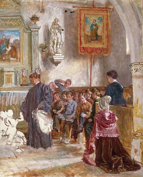 Catéchisme dans une église, mid-late 19th century. Creator: Auguste Dutuit