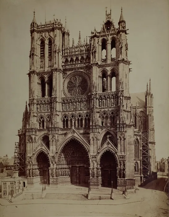Framed Print : Cathedral Basilica of Our Lady of Amiens - western facade, Amiens, around 1880. Creator: Unknown Framed Print : Cathedral Basilica of Our Lady of Amiens - western facade, Amiens, around 1880. Creator: Unknown