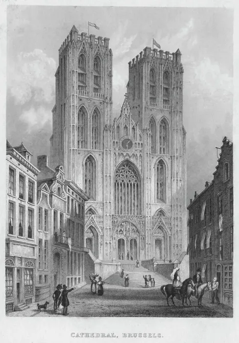 Framed Print : Cathedral, Brussels, 1850. Artist: Shury & Son Framed Print : Cathedral, Brussels, 1850. Artist: Shury & Son