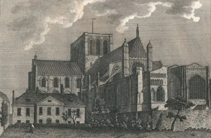 Framed Print : Cathedral Church of Winchester, 1787. Creator: J Newton Framed Print : Cathedral Church of Winchester, 1787. Creator: J Newton