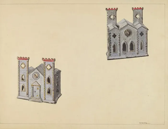 Framed Print : Cathedral Coin Box, c. 1938. Creator: Alf Bruseth Framed Print : Cathedral Coin Box, c. 1938. Creator: Alf Bruseth