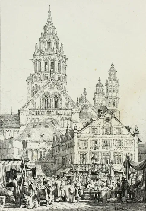 Framed Print : Cathedral at Mayence, 1833. Creator: Samuel Prout Framed Print : Cathedral at Mayence, 1833. Creator: Samuel Prout