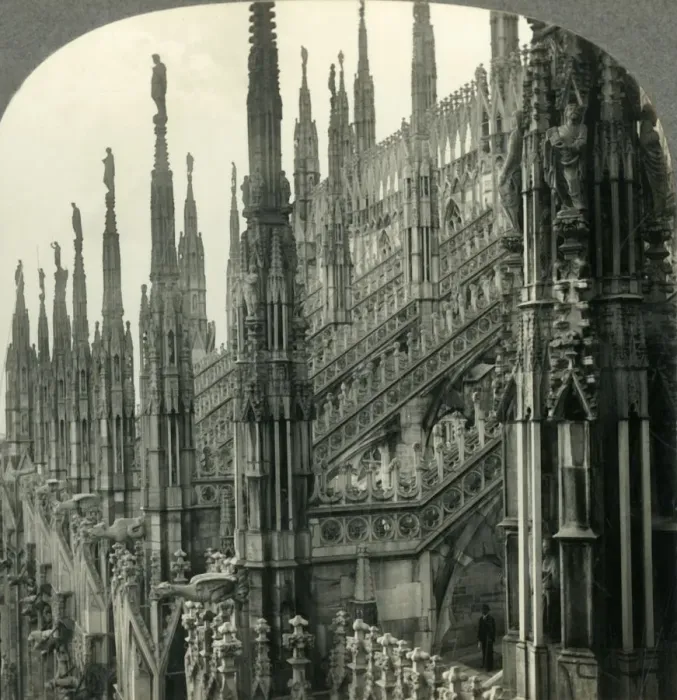 Framed Print : The Cathedral of Milan, Italy - Up among Its Myriad Spires, c1930s. Creator: Unknown Framed Print : The Cathedral of Milan, Italy - Up among Its Myriad Spires, c1930s. Creator: Unknown