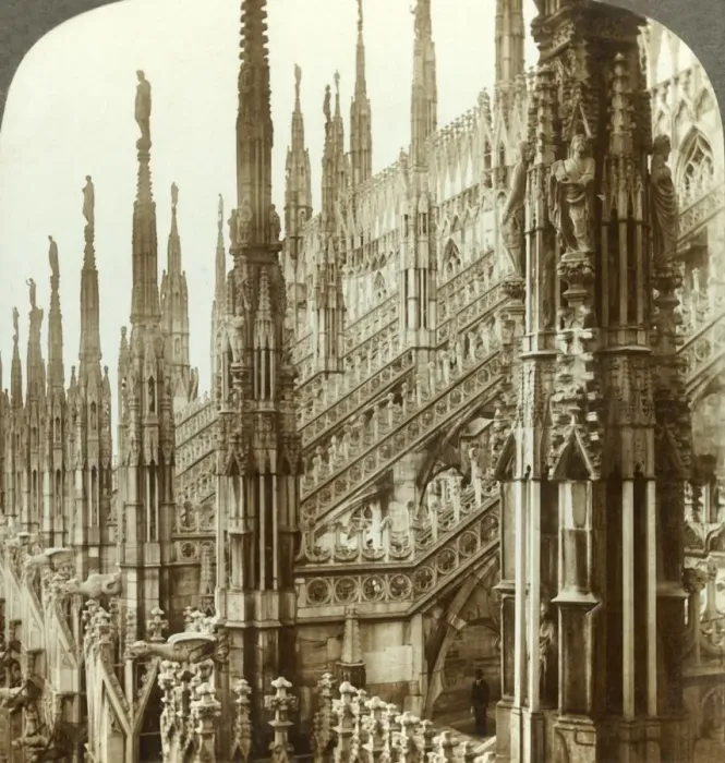 Framed Print : The Cathedral of Milan - up among its myriad spires, Italy, c1909. Creator: Unknown Framed Print : The Cathedral of Milan - up among its myriad spires, Italy, c1909. Creator: Unknown