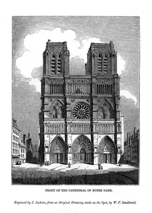 Framed Print : Front of the Cathedral of Notre Dame, 1843. Artist: J Jackson Framed Print : Front of the Cathedral of Notre Dame, 1843. Artist: J Jackson