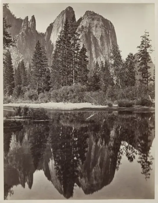 Framed Print : Cathedral Rocks and Reflections, Yosemite, 1864. Creator: Charles Leander Weed (American