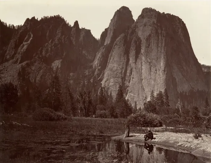 Framed Print : Cathedral Rocks, Yosemite, ca. 1872, printed ca. 1876. Creator: Attributed to Carleton E Framed Print : Cathedral Rocks, Yosemite, ca. 1872, printed ca. 1876. Creator: Attributed to Carleton E