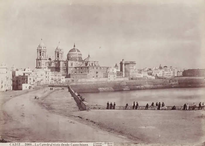 Framed Print : The Cathedral seen from the Capuchines, Cadiz, between 1875 and 1892. Creator: Juan Laurent Framed Print : The Cathedral seen from the Capuchines, Cadiz, between 1875 and 1892. Creator: Juan Laurent