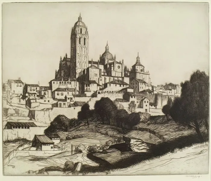 Framed Print : The Cathedral, Segovia, 1913. Creator: William Strang