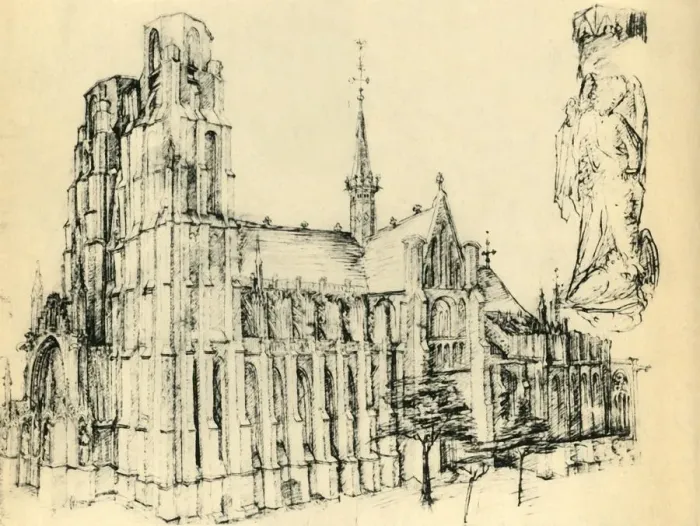 Framed Print : Cathedral and St Michael, c1460, (1943). Creator: Unknown Framed Print : Cathedral and St Michael, c1460, (1943). Creator: Unknown