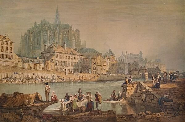 Cathedral Town on a River, c1825. Artist: Samuel Prout