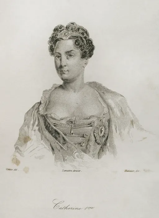 Framed Print : Catherine I of Russia (1684-1727), 1839. Creators: Augustin Francois Lemaitre, Pannier