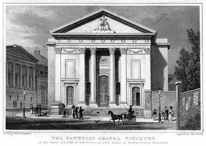Framed Print : The Catholic Chapel, Finsbury, London, 1827. Artist: Thomas Barber Framed Print : The Catholic Chapel, Finsbury, London, 1827. Artist: Thomas Barber