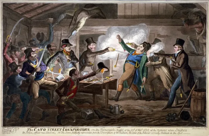 Framed Print : The Cato Street conspirators... 1820. Artist: George Cruikshank Framed Print : The Cato Street conspirators... 1820. Artist: George Cruikshank