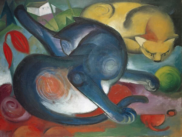 Two Cats, Blue and Yellow, 1912. Creator: Marc, Franz (1880-1916)