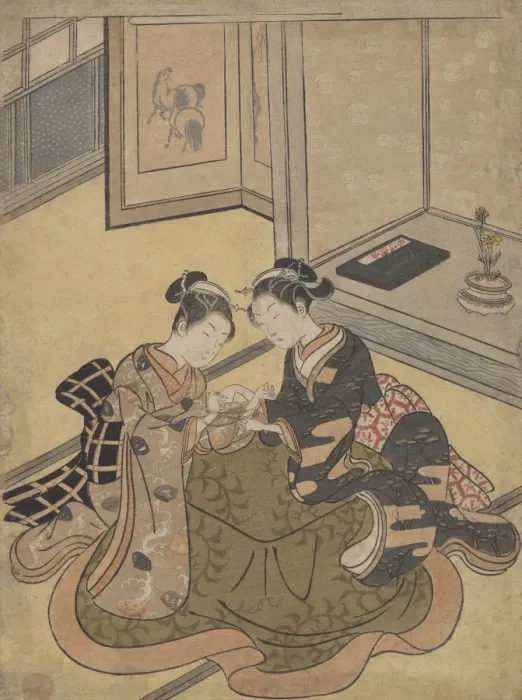 Framed Print : Cats Cradle, ca. 1765. ca. 1765. Creator: Suzuki Harunobu Framed Print : Cats Cradle, ca. 1765. ca. 1765. Creator: Suzuki Harunobu