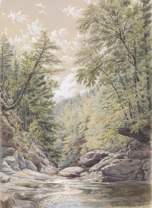 Framed Print : Catskill Clove in Palingsville, 1856. Creator: William Rickarby Miller Framed Print : Catskill Clove in Palingsville, 1856. Creator: William Rickarby Miller