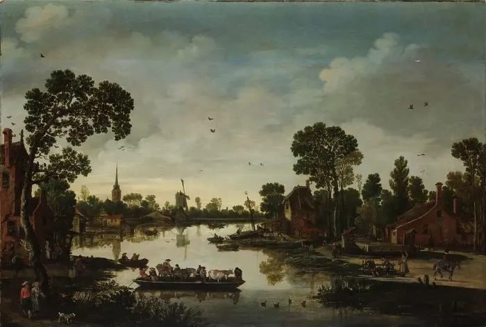 Framed Print : The Cattle Ferry, 1622. Creator: Esaias van de Velde Framed Print : The Cattle Ferry, 1622. Creator: Esaias van de Velde