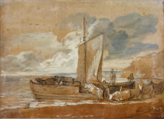 Framed Print : A Cattle Ferry, 1784-1788. Creator: Thomas Gainsborough Framed Print : A Cattle Ferry, 1784-1788. Creator: Thomas Gainsborough