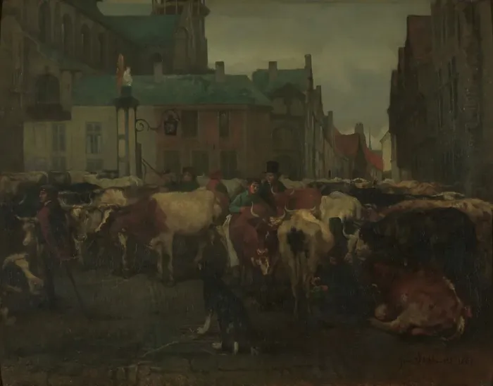 Framed Print : The Cattle Market in Antwerp, 1861. Creator: Jan Stobbaerts Framed Print : The Cattle Market in Antwerp, 1861. Creator: Jan Stobbaerts