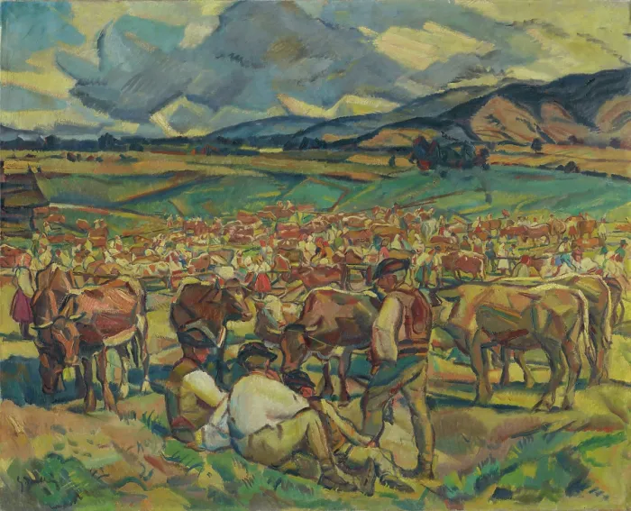 Framed Print : The Cattle Market in Helpa, around 1934. Creator: Gustav Mally Framed Print : The Cattle Market in Helpa, around 1934. Creator: Gustav Mally