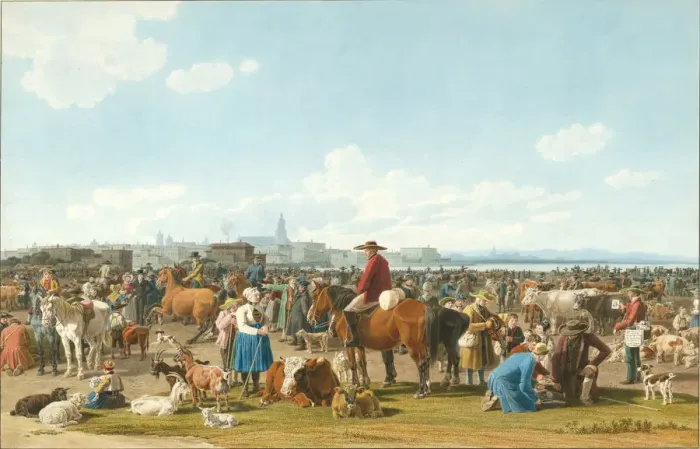 Framed Print : Cattle Market near Genua, 1820. Artist: Kobell, Wilhelm, Ritter von (1766-1853) Framed Print : Cattle Market near Genua, 1820. Artist: Kobell, Wilhelm, Ritter von (1766-1853)