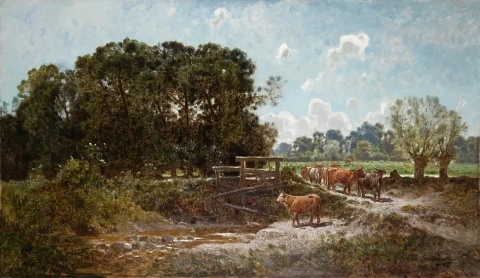 Framed Print : Cattle on the Pasture, 1876. Creator: Jozef Szermentowski Framed Print : Cattle on the Pasture, 1876. Creator: Jozef Szermentowski