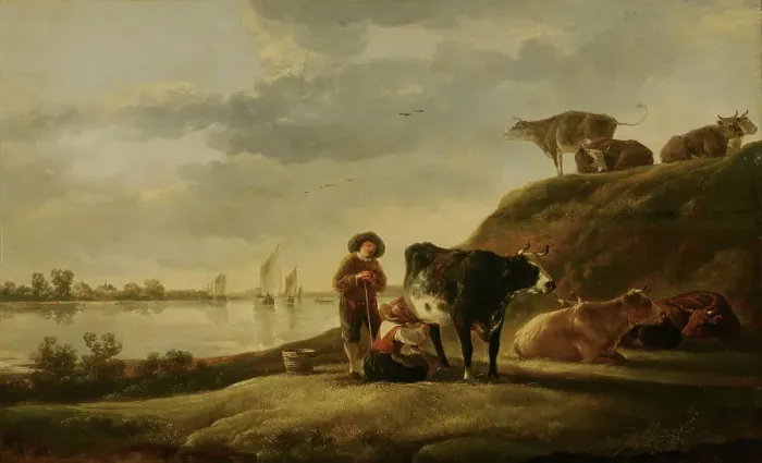Framed Print : Cattle by a River. Creator: Aelbert Cuyp Framed Print : Cattle by a River. Creator: Aelbert Cuyp