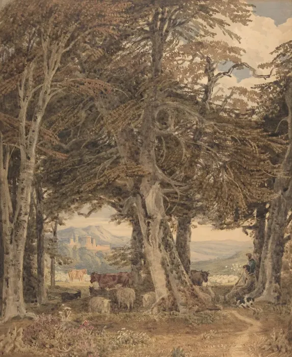 Framed Print : Cattle and Sheep at Resting at the Edge of a Forest, ca. 1840 Framed Print : Cattle and Sheep at Resting at the Edge of a Forest, ca. 1840