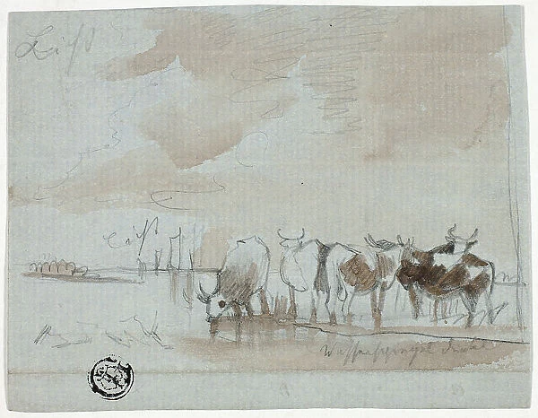 Cattle in Water, 18th century. Creator: Unknown