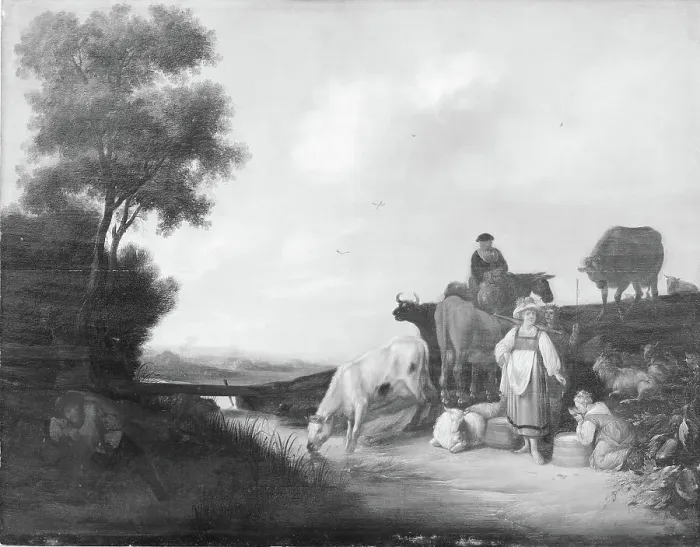 Framed Print : Cattle by a Watering Place, 1645-1670. Creator: Jacob Weyer Framed Print : Cattle by a Watering Place, 1645-1670. Creator: Jacob Weyer